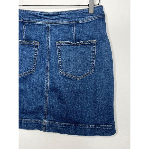 Loft Denim Button Front Mini Skirt Blue XS / 2 Casual Stretch - Picture 9 of 16